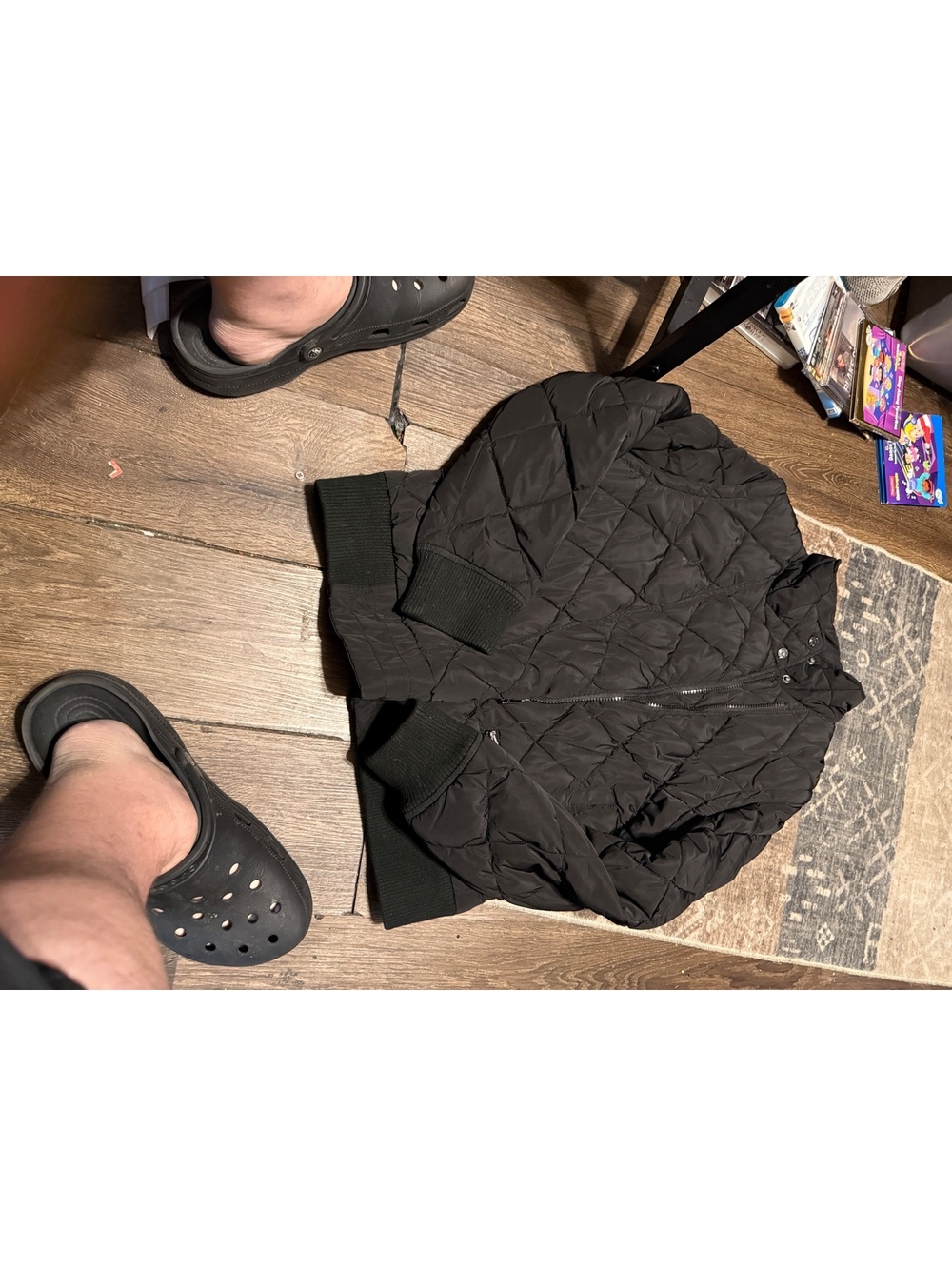 Marc New York Quilted Black Bomber Jacket Size L